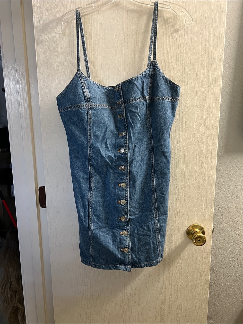 Zara Blue Denim Button-Front Mini Dress